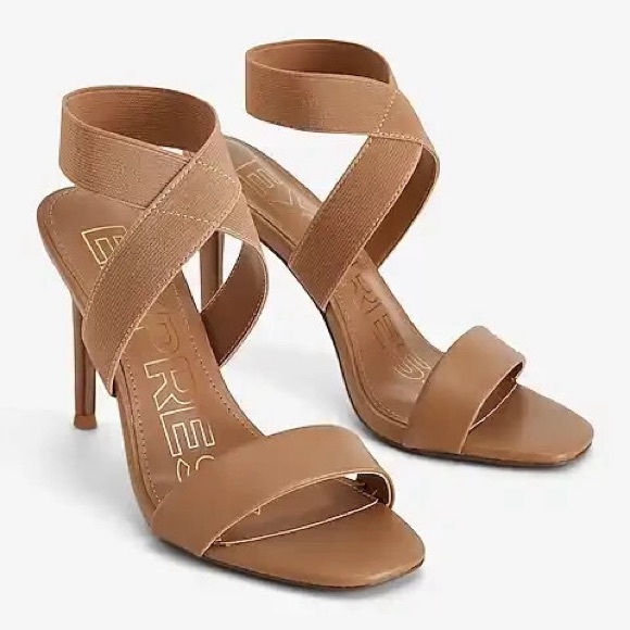 Express Nude Tan Strappy Heeled Sandals Size 8.5 New Open Toe Stiletto Heels - Picture 1 of 8